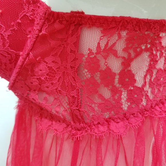Victoria's Secret babydoll 36C sheer chiffon push-up floral lace eyelash trim - Picture 10 of 16